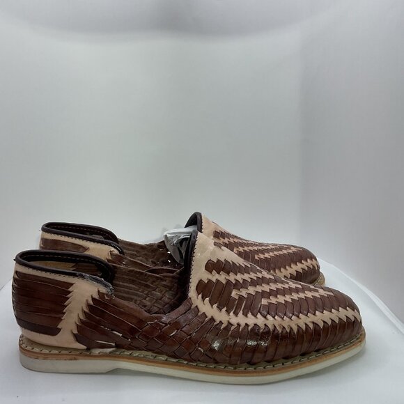 Mens Huaraches Handwoven Leather Slip-On Shoes Size9 Natural & Brown Design Comf main image 4